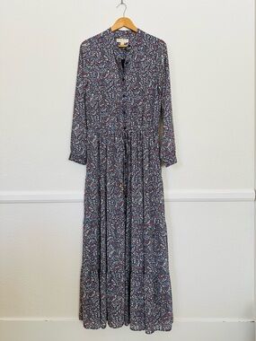 Michael Kors Paisley Floral Button-Front Maxi Dress - Size 8